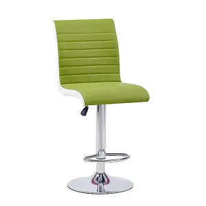 Topaz White High Gloss Bar Table 2 Ritz Green White Stools