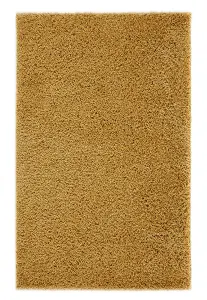 Modern Easy to Clean Gold Plain Shaggy Rug for Living Room and Bedroom-80cm X 150cm