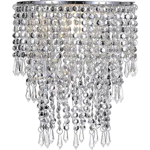 CGC Large Chandelier Light Shade for Ceiling Pendant Light Easy Fit Crystal Lamp Shade Lampshade Diameter 22 cm 3 Tier Silver