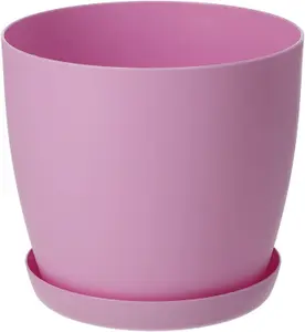 Plant Pots Flower Planter 6 Colours 8 sizes Matt Plastic Pot + Saucer Tray Deco Pink 25cm