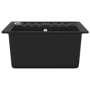 vidaXL Granite Kitchen Sink Single Basin Black