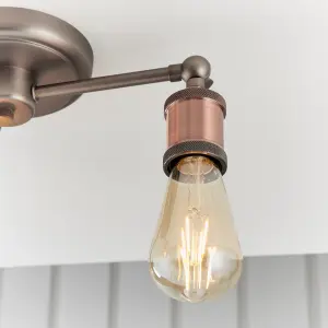 Anson Lighting Portales 3lt Semi Flush light finished in Aged pewter and aged copper plate