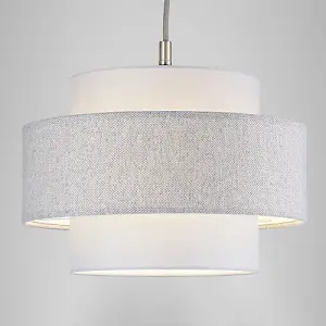 Modern Grey Herringbone Linen and Cotton Triple Tier Design Pendant Lamp Shade