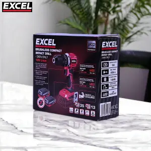 Excel 18V Cordless Brushless Combi Drill with 1 x 5.0Ah Battery Charger & Bag