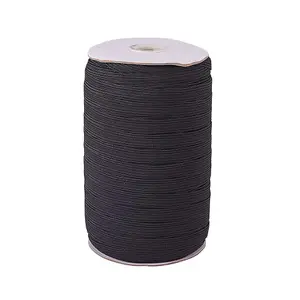 12mm Wide Flat Elastic Band, Stretchable Elastic Cord Flat Tape, Black - 25 metres