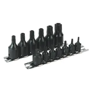 Sealey 13 Pcs 1/4" & 3/8" Square Drive TRX-Star Security Socket Bit Set AK5585