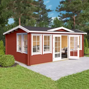 Lasita Balderton Log Cabin - 5.5m x 4m - Traditional Clockhouse Style Summer House Double Glazed