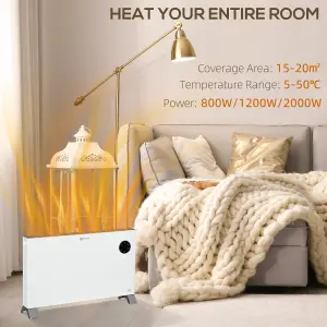 2000W Electric Convector Heater Freestanding Space Heater w/ LED Display White