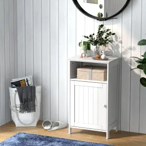 COSTWAY Bathroom Side Cabinet with Single Door and Open Shelf