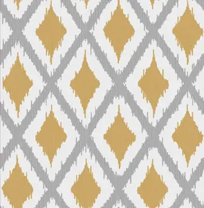 Fresco Ikat Geometric Ochre Wallpaper