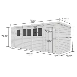 DIY Sheds 17x7 Pent Shed - Double Door Without Windows