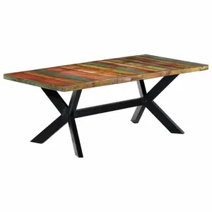 Kere Solid Wood Top Metal Base Dining Table