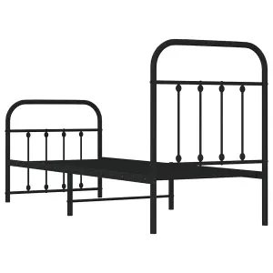 Berkfield Metal Bed Frame with Headboard and Footboard Black 75x190 cm