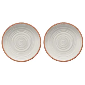 Purely Home Rustic Swirl Ivory Melamine Dinner Plates - Set of 2