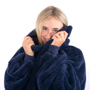 Snug Rug Hoodie Navy Wearable Blanket Oversized Hooded Blankets for Adults Hooded