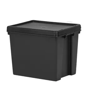 4x Black recycled plastic 24L Storage Box