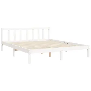 Berkfield Bed Frame with Headboard White 160x200 cm Solid Wood