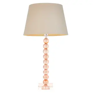 Luminosa Adelie & Cici Base & Shade Table Lamp Blush Crystal Glass & Grey Fabric