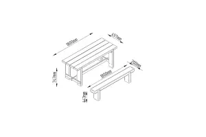 Refectory Table and Sleeper Bench Set - 1.8m