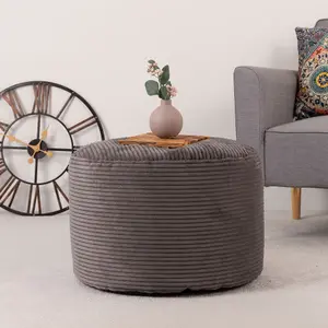 icon Frankie Corduroy Bean Bag Pouffe Charcoal Grey Large Cord Footstools