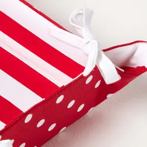 Homescapes Reversible Fabric Bread Basket Polka Dots Red Foldable Basket