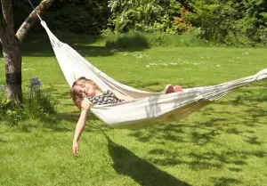 Primrose Ivory Outdoor Garden Double Hammock with Travel Bag & Fittings Included