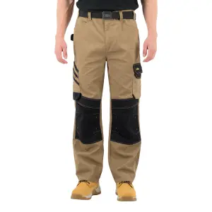 Site Coppell Tan/Black Men's Multi-pocket trousers, W32" L32"