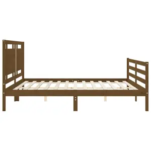 Berkfield Bed Frame with Headboard Honey Brown 200x200 cm Solid Wood