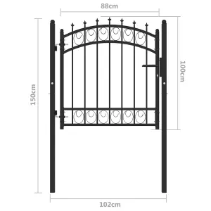 Berkfield Fence Gate with Spikes Steel 100x100 cm Black