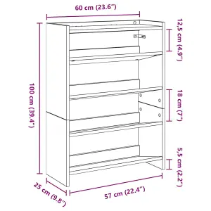 Berkfield Shoe Rack Smoked Oak 80x25x61.5 cm Engineered Wood