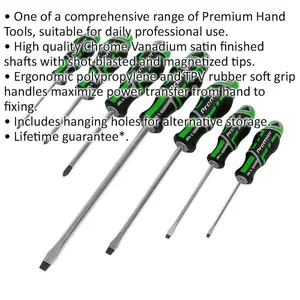 7-Piece Premium Soft Grip Screwdriver Set - Slotted and POZI in Green