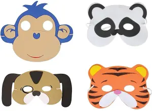 SHATCHI Eva Foam Animal Face Masks For Kids Party Bag Fillers Masquerade Fancy Dress Accessories Assorted,8pcs