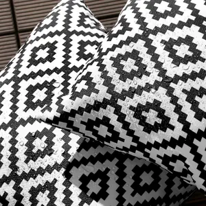 4 Pack Geometric Cushion Cover Filled Water Resistant Outdoor Garden