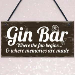 Red Ocean Gin Bar Sign Man Cave Home Bar Plaque Novelty Gift Shabby Chic Hanging Plaque Sign