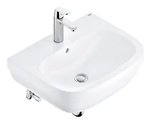 Grohe Eurosmart Cosmopolitan & Euro Gloss Alpine white Round Wall-mounted Cloakroom Basin (W)59.5cm