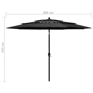 Berkfield 3-Tier Parasol with Aluminium Pole Anthracite 3 m