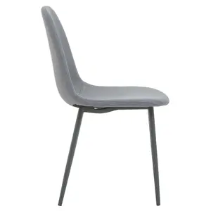 Interiors by Premier Dining Chair with Grey Powder Legs, Easy to Clean Velvet Accent Chair, High-Back Comfy Armchair