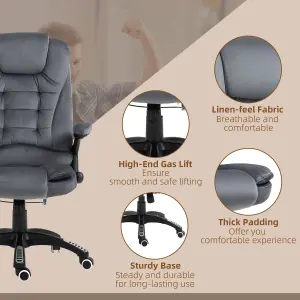 Vinsetto Office Chair w/ Heating Massage Points Relaxing Reclining Grey