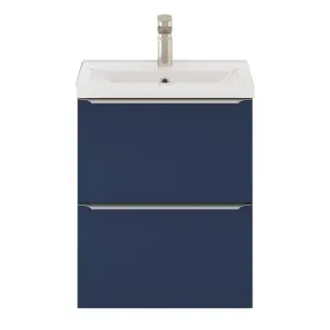 GoodHome Imandra Slimline Matt Blue Wall-mounted Bathroom Cabinet (H) 600mm (W) 500mm