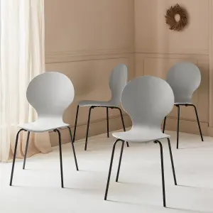 sweeek. Set of 4 retro wooden stacking chairs Naomi Grey 43x48x87 cm