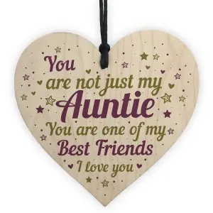 Red Ocean Auntie Birthday Gifts Auntie Christmas Gifts Wooden Hanging Heart Thank You Keepsake