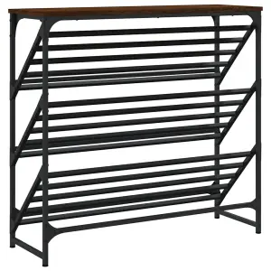 Shoe Rack Brown Oak 90x30x85 cm Engineered Wood