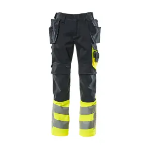 Mascot Safe Supreme Trousers with Holster Pockets (Dark Navy/Hi-Vis Yellow)  (52.5) (Leg Length - Regular)