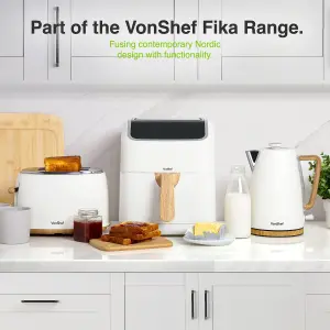 VonShef Air Fryer 5L -  Large Family Size, Rapid Air Technology, 10-In-1 Presets, Digital LED Display, Nordic Design - Fika Range