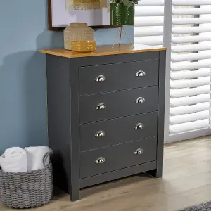 Home Source Camden 4 Drawer Chest Bedroom Storage Unit Graphite