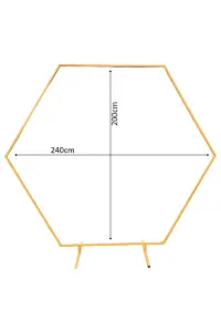 Hexagon Arch Stand Metal Backdrop Stand Garden Arbors - 7.8ft, Gold