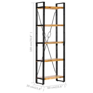 Berkfield 5-Tier Bookcase 60x30x180 cm Solid Mango Wood