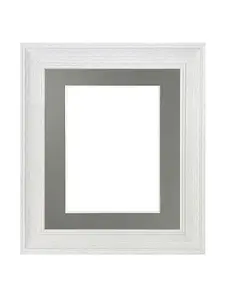 Scandi Limed White Frame with Dark Grey Mount for Image Size 8 x 6 Inch