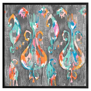 Trendy tribal pattern in watercolour style (Picutre Frame) / 16x16" / White