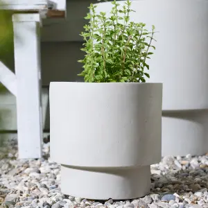 Small Beige Fibre Clay Indoor Outdoor Garden Planter Houseplant Flower Plant Pot